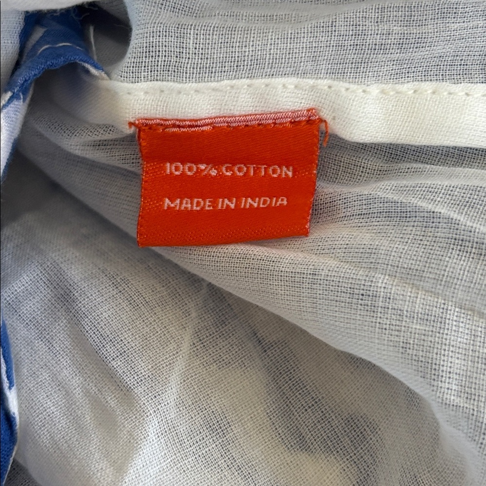 Oliphant Ziggy Blue and White Cotton Roll Sleeve Summer Dress Small - Picture 8 of 11